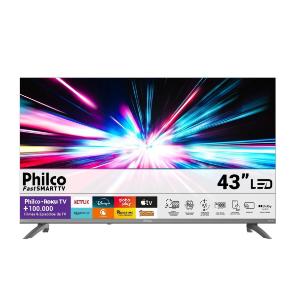 SMART TV 43 POLEGADAS PHILCO ROKU TV HDR10 DOLBY ÁUDIO P43CRA
